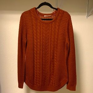 RD Style Cable Knit Sweater - Rust color, Size Large